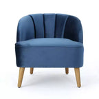 Fauteuil club en velours TUYOHW, fauteuil avec dossier incurvé, surpiqûres passepoilées, pieds évasés en bois d'hévéa, fauteuil d'appoint pour salon, chambre à coucher