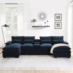 GDFStudio Parker - Canapé d'angle moderne en chenille en U avec console et double méridienne