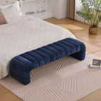 Okak 69.7 Banc de lit moderne sans accoudoirs avec capitonnage cannelé, poufs-ottomans en chenille, banc d'entrée pour salon, chambre à coucher