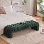 Okak 69.7 Banc de lit moderne sans accoudoirs avec capitonnage cannelé, poufs-ottomans en chenille, banc d'entrée pour salon, chambre à coucher