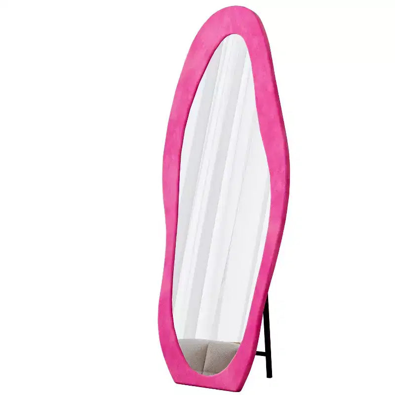Miroir pleine longueur en flanelle TUYOHW, forme de vague irrégulière, avec trou de suspension, miroir de corps mural ou miroir de sol inclinable pour chambre, salon