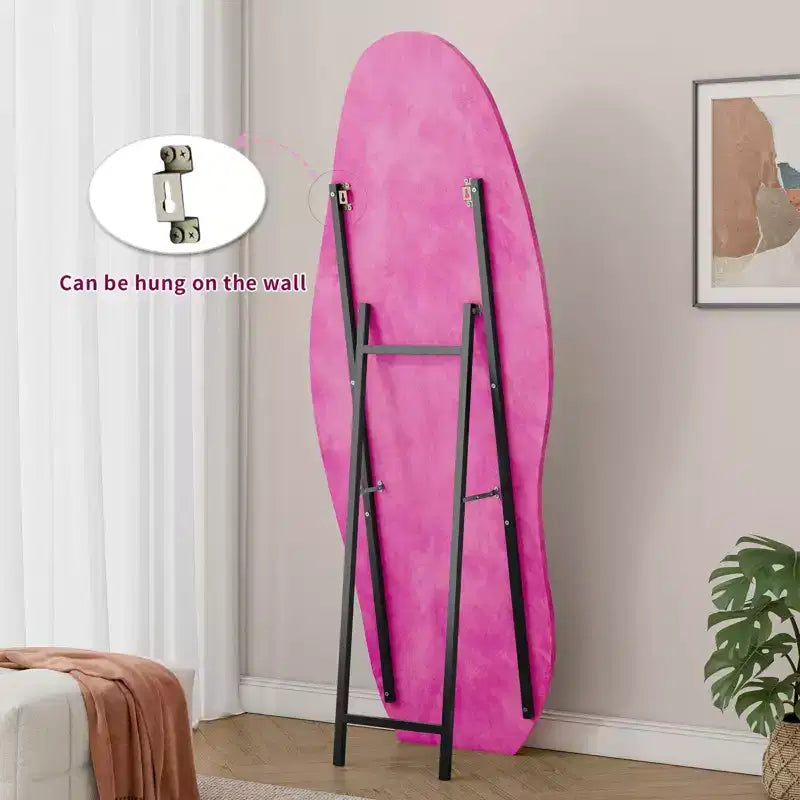 Miroir pleine longueur en flanelle TUYOHW, forme de vague irrégulière, avec trou de suspension, miroir de corps mural ou miroir de sol inclinable pour chambre, salon