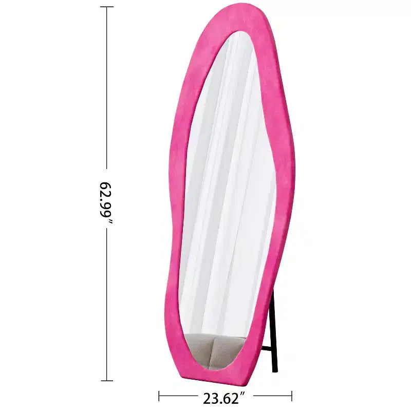 Miroir pleine longueur en flanelle TUYOHW, forme de vague irrégulière, avec trou de suspension, miroir de corps mural ou miroir de sol inclinable pour chambre, salon