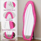 Miroir pleine longueur en flanelle TUYOHW, forme de vague irrégulière, avec trou de suspension, miroir de corps mural ou miroir de sol inclinable pour chambre, salon
