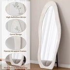 Miroir pleine longueur en flanelle TUYOHW, forme de vague irrégulière, avec trou de suspension, miroir de corps mural ou miroir de sol inclinable pour chambre, salon
