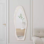 Miroir pleine longueur en flanelle TUYOHW, forme de vague irrégulière, avec trou de suspension, miroir de corps mural ou miroir de sol inclinable pour chambre, salon