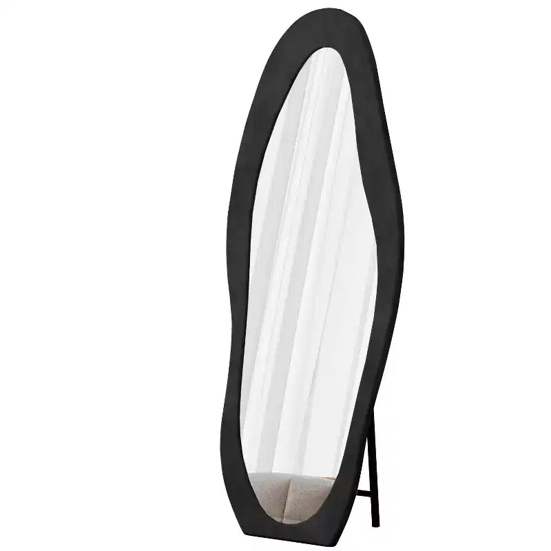 Miroir pleine longueur en flanelle TUYOHW, forme de vague irrégulière, avec trou de suspension, miroir de corps mural ou miroir de sol inclinable pour chambre, salon