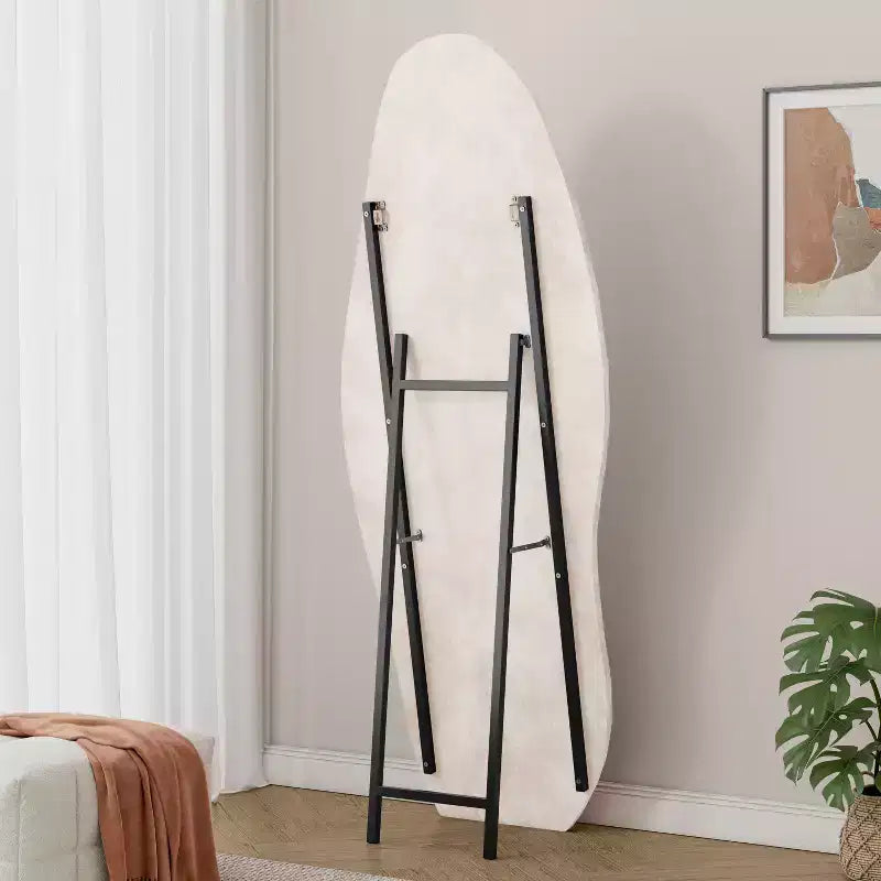Miroir pleine longueur en flanelle TUYOHW, forme de vague irrégulière, avec trou de suspension, miroir de corps mural ou miroir de sol inclinable pour chambre, salon