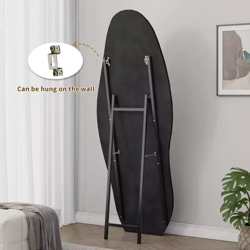 Miroir pleine longueur en flanelle TUYOHW, forme de vague irrégulière, avec trou de suspension, miroir de corps mural ou miroir de sol inclinable pour chambre, salon