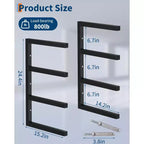 Support de Stockage pour Bois, Organisateur de Bois Lot de 8 Étagères Murales à 4 Niveaux en Acier Robuste, Capacité de 1450 kg pour Abri de Jardin, Atelier, Garage, Noir