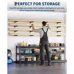 Support de Stockage pour Bois, Organisateur de Bois Lot de 8 Étagères Murales à 4 Niveaux en Acier Robuste, Capacité de 1450 kg pour Abri de Jardin, Atelier, Garage, Noir