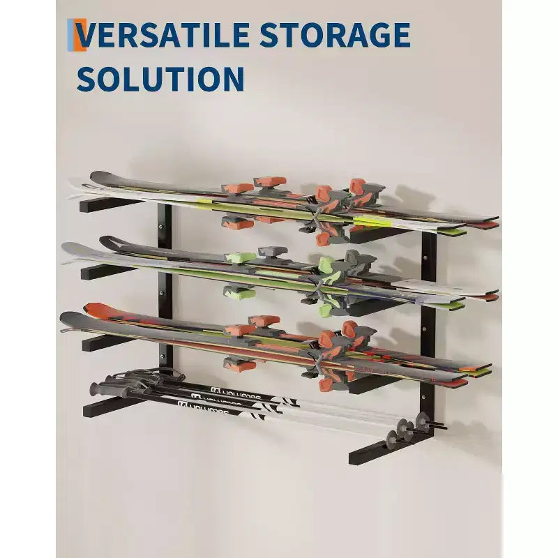 Support de Stockage pour Bois, Organisateur de Bois Lot de 8 Étagères Murales à 4 Niveaux en Acier Robuste, Capacité de 1450 kg pour Abri de Jardin, Atelier, Garage, Noir