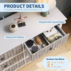Commode moderne à 6 tiroirs cannelés COZONY avec panneau ondulé, coffre de rangement anti-basculement pour chambre à coucher, salon et couloir