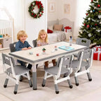 Ensemble table et chaises pour enfants, table d'activités et 6 chaises réglables en hauteur pour enfants de 2 à 10 ans, supportant jusqu'à 136 kg, pour salle de classe et maison