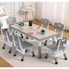 Ensemble table et chaises pour enfants, table d'activités et 6 chaises réglables en hauteur pour enfants de 2 à 10 ans, supportant jusqu'à 136 kg, pour salle de classe et maison