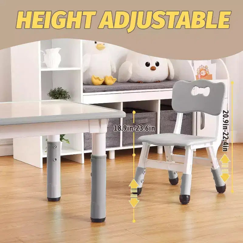 Ensemble table et chaises pour enfants, table d'activités et 6 chaises réglables en hauteur pour enfants de 2 à 10 ans, supportant jusqu'à 136 kg, pour salle de classe et maison