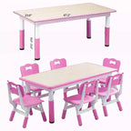 Ensemble table et chaises pour enfants, table d'activités et 6 chaises réglables en hauteur pour enfants de 2 à 10 ans, supportant jusqu'à 136 kg, pour salle de classe et maison