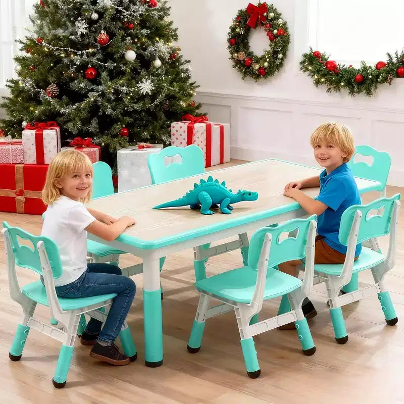 Ensemble table et chaises pour enfants, table d'activités et 6 chaises réglables en hauteur pour enfants de 2 à 10 ans, supportant jusqu'à 136 kg, pour salle de classe et maison