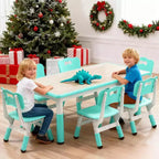 Ensemble table et chaises pour enfants, table d'activités et 6 chaises réglables en hauteur pour enfants de 2 à 10 ans, supportant jusqu'à 136 kg, pour salle de classe et maison