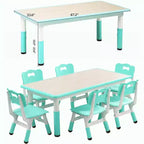 Ensemble table et chaises pour enfants, table d'activités et 6 chaises réglables en hauteur pour enfants de 2 à 10 ans, supportant jusqu'à 136 kg, pour salle de classe et maison