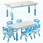 Ensemble table et chaises pour enfants, table d'activités et 6 chaises réglables en hauteur pour enfants de 2 à 10 ans, supportant jusqu'à 136 kg, pour salle de classe et maison