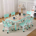 Ensemble table et chaises pour enfants, table d'activités et 6 chaises réglables en hauteur pour enfants de 2 à 10 ans, supportant jusqu'à 136 kg, pour salle de classe et maison