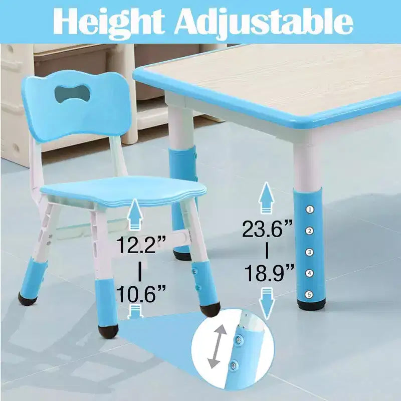 Ensemble table et chaises pour enfants, table d'activités et 6 chaises réglables en hauteur pour enfants de 2 à 10 ans, supportant jusqu'à 136 kg, pour salle de classe et maison