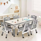 Ensemble table et chaises pour enfants, table d'activités et 6 chaises réglables en hauteur pour enfants de 2 à 10 ans, supportant jusqu'à 136 kg, pour salle de classe et maison