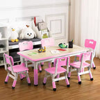 Ensemble table et chaises pour enfants, table d'activités et 6 chaises réglables en hauteur pour enfants de 2 à 10 ans, supportant jusqu'à 136 kg, pour salle de classe et maison
