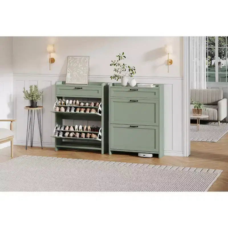 Meuble à chaussures moderne avec tiroir rotatif, organisateur de rangement peu encombrant pour entrée