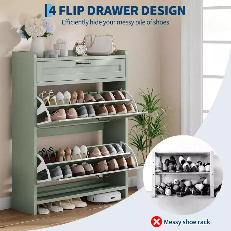 Meuble à chaussures moderne avec tiroir rotatif, organisateur de rangement peu encombrant pour entrée