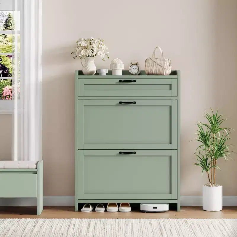 Meuble à chaussures moderne avec tiroir rotatif, organisateur de rangement peu encombrant pour entrée