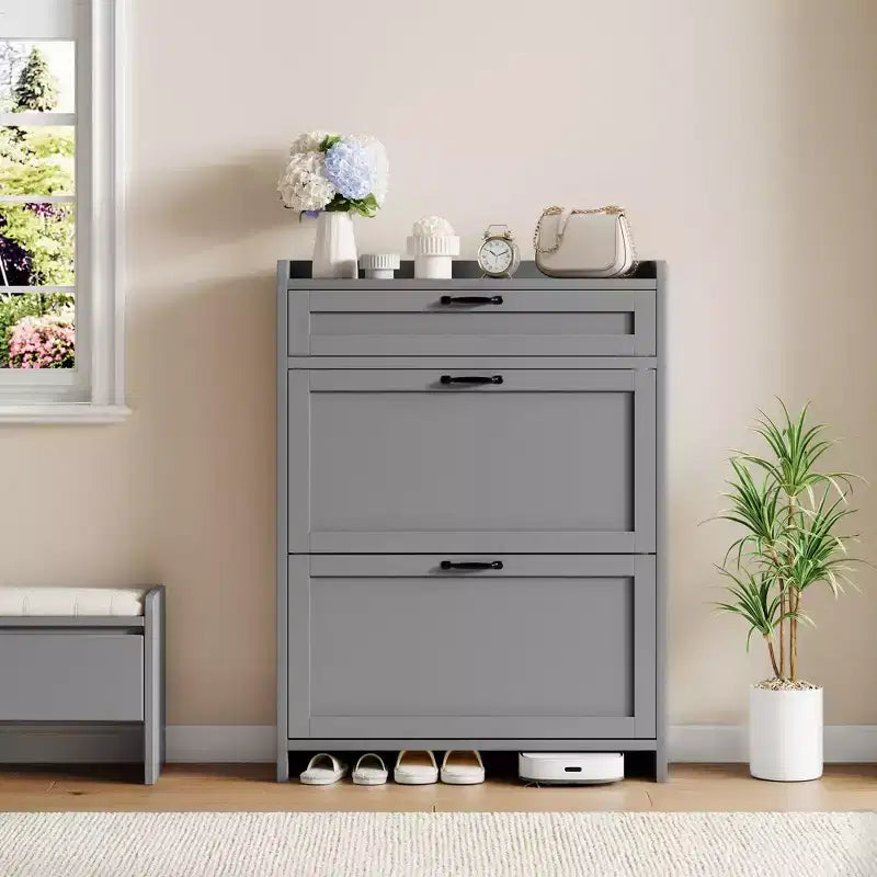 Meuble à chaussures moderne avec tiroir rotatif, organisateur de rangement peu encombrant pour entrée