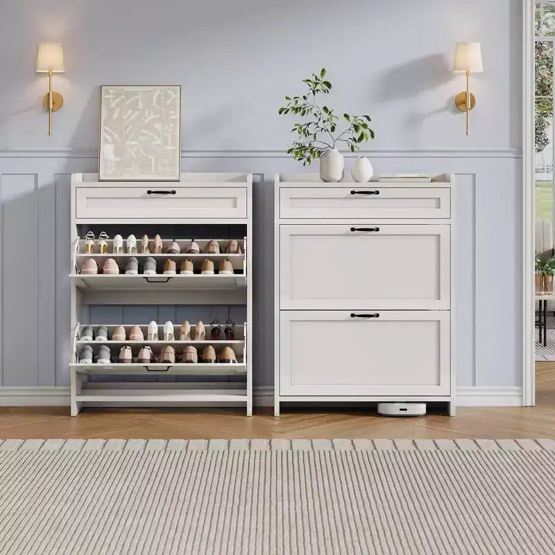 Meuble à chaussures moderne avec tiroir rotatif, organisateur de rangement peu encombrant pour entrée