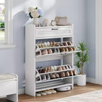 Meuble à chaussures moderne avec tiroir rotatif, organisateur de rangement peu encombrant pour entrée