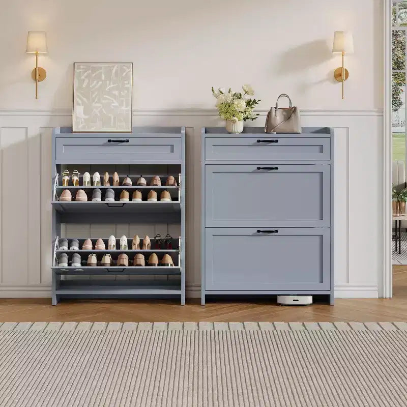 Meuble à chaussures moderne avec tiroir rotatif, organisateur de rangement peu encombrant pour entrée