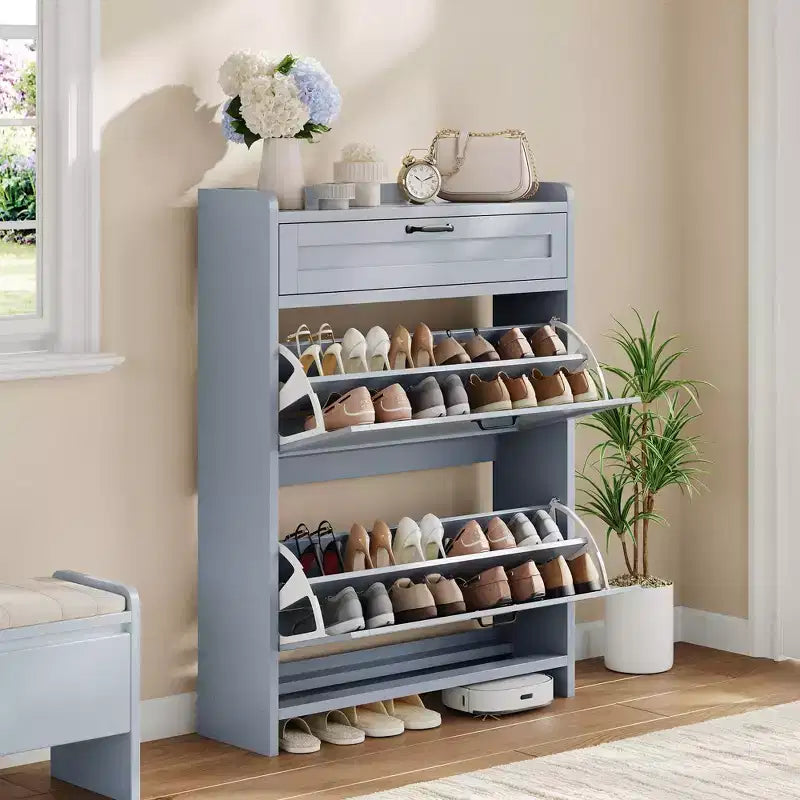 Meuble à chaussures moderne avec tiroir rotatif, organisateur de rangement peu encombrant pour entrée