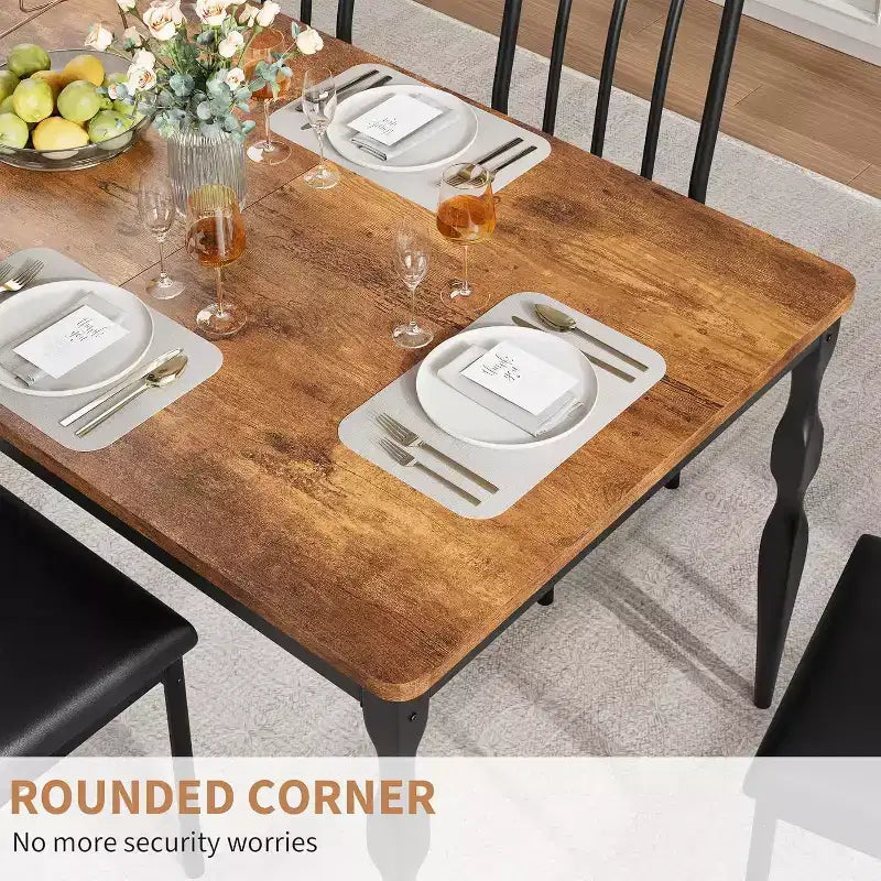 Table de salle à manger de ferme en bois massif de 7 pouces, pieds robustes, 6 à 8 places, table rectangulaire idéale pour la cuisine, la salle à manger
