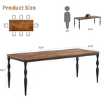 Table de salle à manger de ferme en bois massif de 7 pouces, pieds robustes, 6 à 8 places, table rectangulaire idéale pour la cuisine, la salle à manger