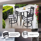 Tabouret de bar d'extérieur pivotant pour terrasse (lot de 2), matériau en aluminium, pieds effilés et coussin amovible