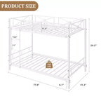 Lit superposé double blanc en métal, design industriel, barrières de sécurité, cadre en acier peu encombrant pour l'école, la chambre