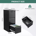 Classeur métallique vertical à 3 tiroirs et serrure pour dossiers de format Lettre, Légal, A4, F4, meuble de rangement de bureau, meuble à tiroirs pour bureau