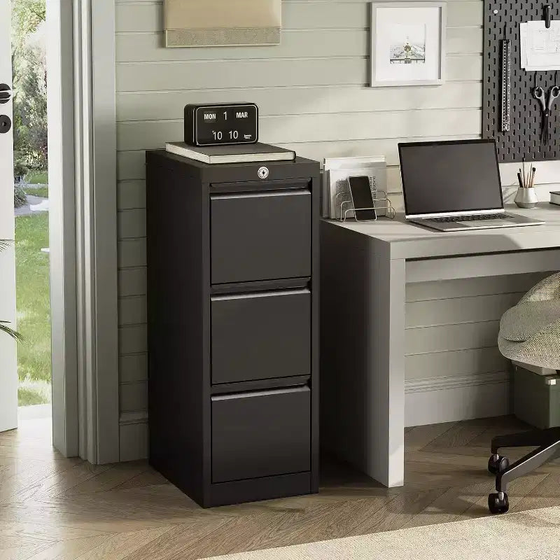 Classeur métallique vertical à 3 tiroirs et serrure pour dossiers de format Lettre, Légal, A4, F4, meuble de rangement de bureau, meuble à tiroirs pour bureau