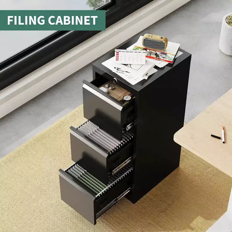 Classeur métallique vertical à 3 tiroirs et serrure pour dossiers de format Lettre, Légal, A4, F4, meuble de rangement de bureau, meuble à tiroirs pour bureau