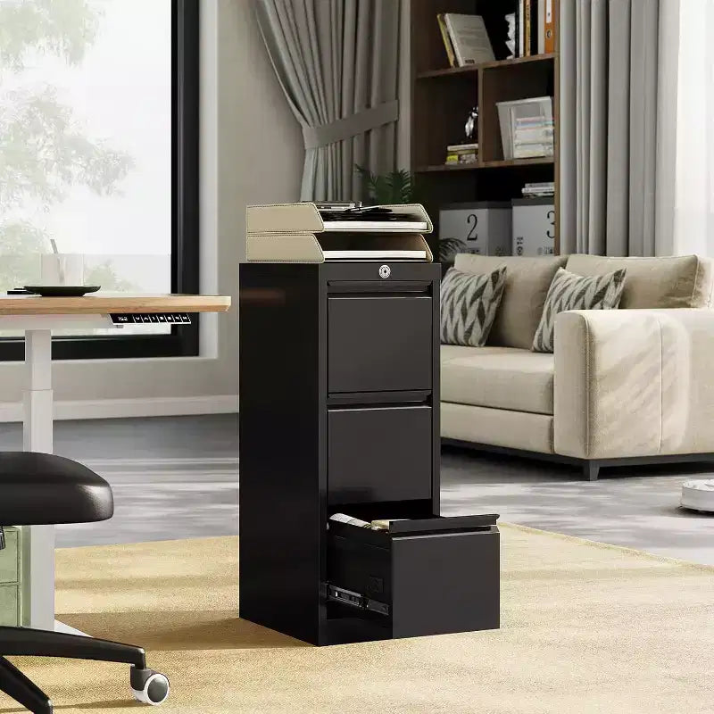 Classeur métallique vertical à 3 tiroirs et serrure pour dossiers de format Lettre, Légal, A4, F4, meuble de rangement de bureau, meuble à tiroirs pour bureau