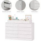 Commode de chambre d'enfant avec plan à langer, Commode bébé moderne avec 8 tiroirs en bois, Station à langer multi-tiroirs avec étagère supérieure de sécurité