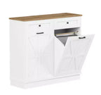 Meuble de cuisine pour poubelle en panneau de mélamine avec sac en tissu motif riz,