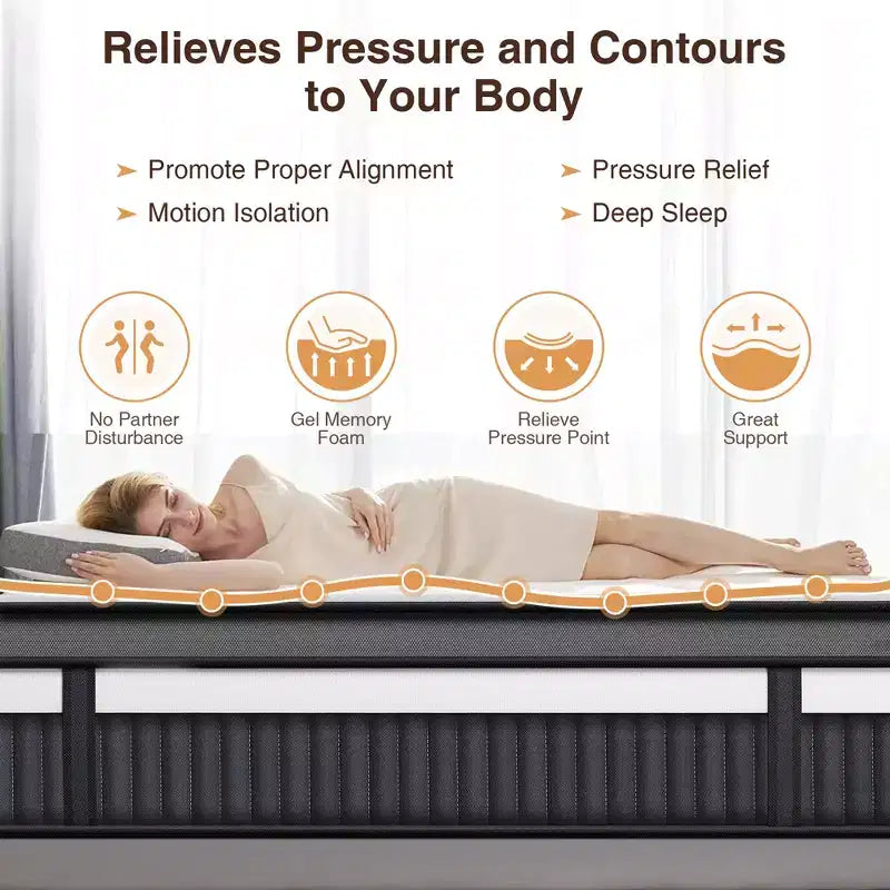 Matelas King Size, Matelas en Mousse à Mémoire de Forme de 14 Pouces dans une Boîte, Infusé de Gel pour un Sommeil Frais et Respirant, Soulagement de la Pression et Soutien, Fermeté Moyenne, Certifié CertiPUR-US