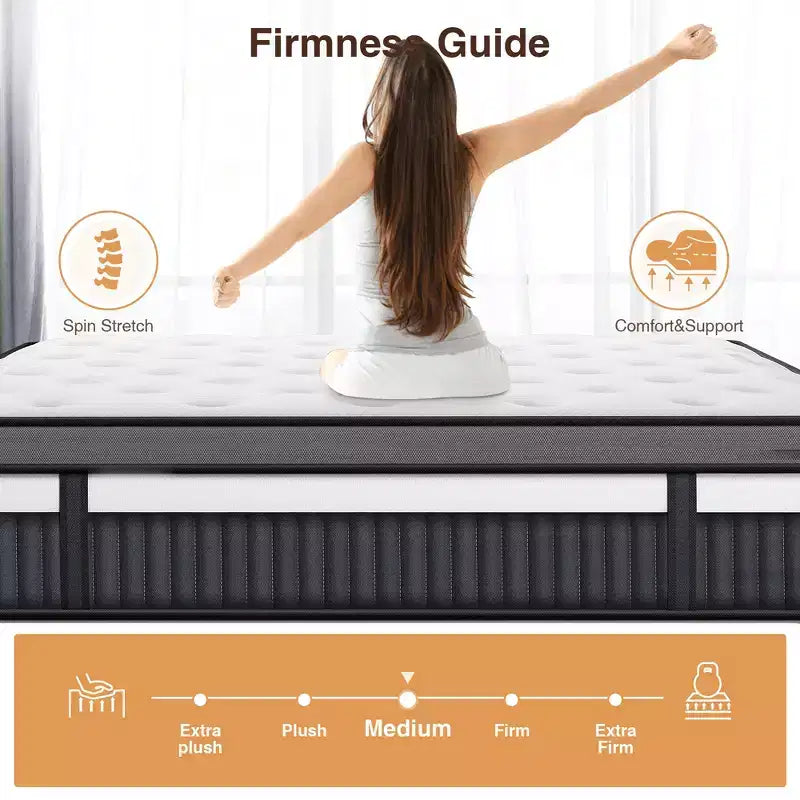 Matelas King Size, Matelas en Mousse à Mémoire de Forme de 14 Pouces dans une Boîte, Infusé de Gel pour un Sommeil Frais et Respirant, Soulagement de la Pression et Soutien, Fermeté Moyenne, Certifié CertiPUR-US