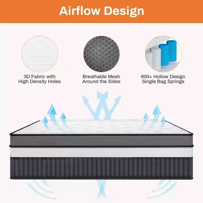 Matelas King Size, Matelas en Mousse à Mémoire de Forme de 14 Pouces dans une Boîte, Infusé de Gel pour un Sommeil Frais et Respirant, Soulagement de la Pression et Soutien, Fermeté Moyenne, Certifié CertiPUR-US